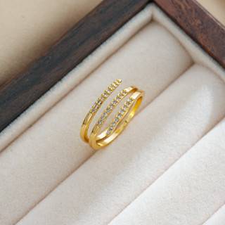 สไตล์ใหม่เกาหลีรุ่นแหวนผู้หญิง Multi-Layer Diamond-Studded 1…