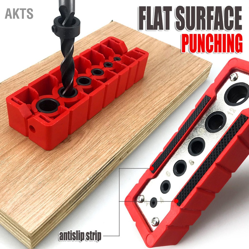 AKTS Handheld Drill Guide 2 to 12mm Woodworking Drilling Locator Wood Doweling Hole