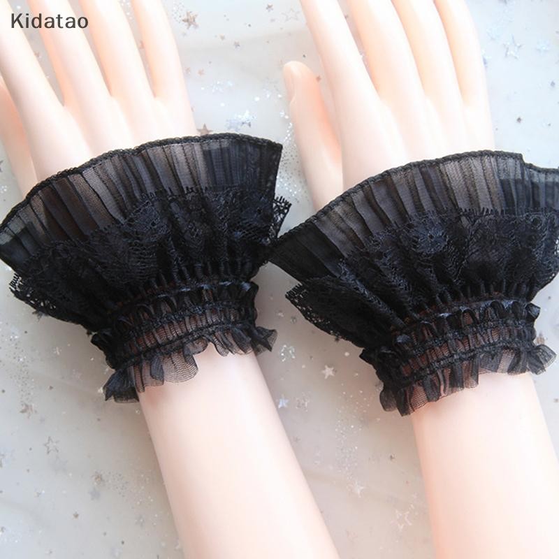 Kidatao 1 คู่เล็บภาพลูกไม้ตกแต่ง Cuff Double-Layer ตาข่ายฮอร์นแขนเล็บแสดงวางตัวแขน DIY Shoog พื้นหลัง Prop ใหม่