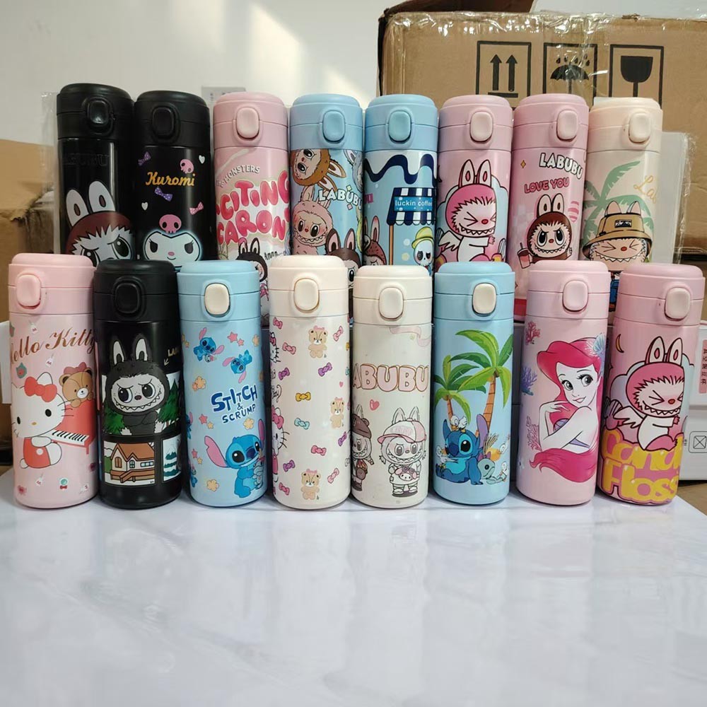 ขวดน้ำ มีหูหิ้ว วัสดุสแตนเลส 304 แถมหลอด 420ml เก็บความร้อนความเย็น LL420