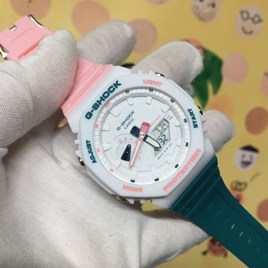 G-shock GA-2100-2A2DR นาฬิกาผู้หญิงสีชมพู สายนาฬิกาแฟชั่นเรซิ่น w478