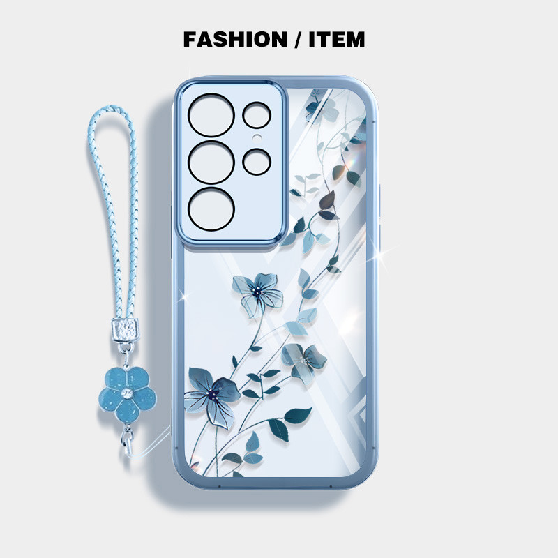 SAMSUNG YBD INSสไตล์เคสโทรศัพท์สําหรับSamsung Galaxy S24FE S20FE S21FE S23FE S21 S23 S22 S24 S25 Plus S24 Ultra S25 Edge 5Gโปร่งใสNiดอกไม้เปลือกซิลิโคน