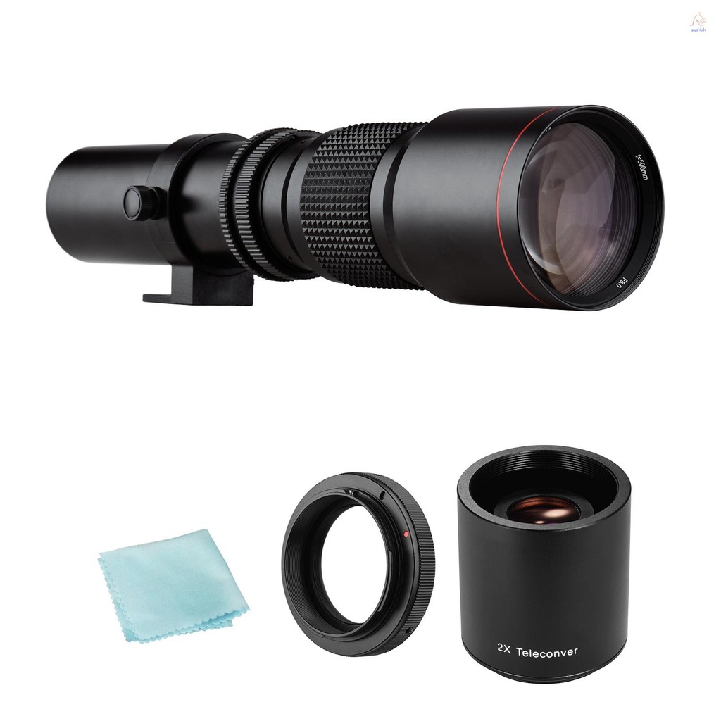 กล้อง Super Telephoto เลนส์ 500 มม.F/8.0-32 ซูมแบบแมนนวล T-Mount + 2X 500 มม. เลนส์ Teleconverter + 