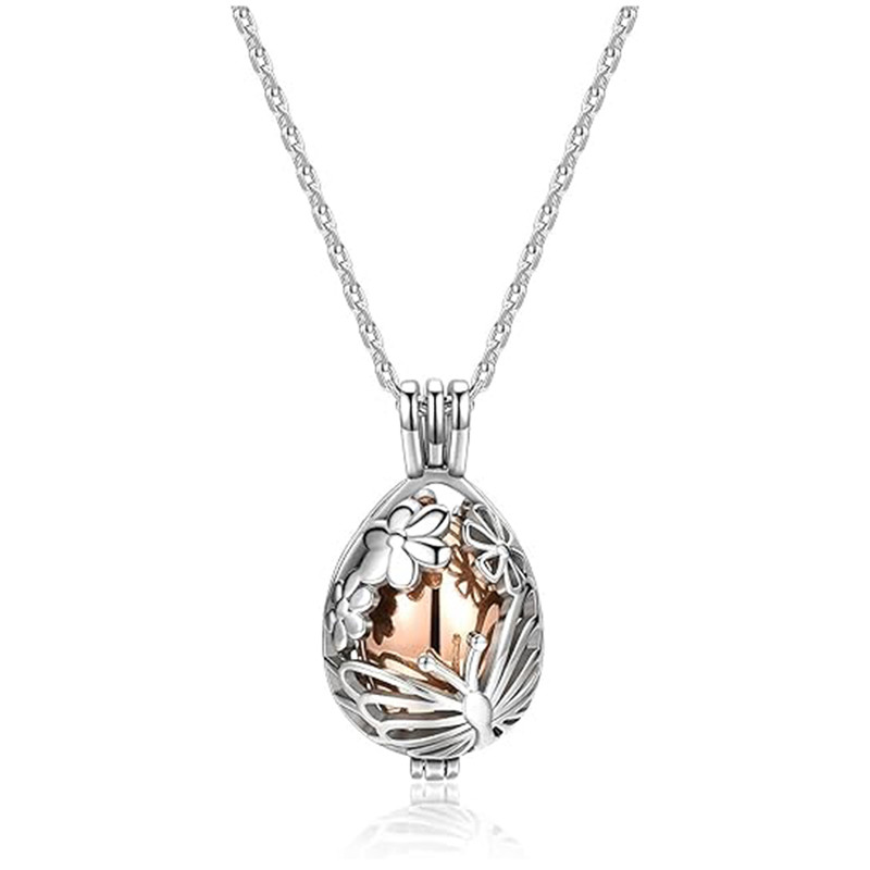 เครื่องประดับศพ Urn สร้อยคอสําหรับขี้เถ้า Teardrop ผีเสื้อ Urn Memorial Locket จี้สร้อยคอ Hollow ดอก