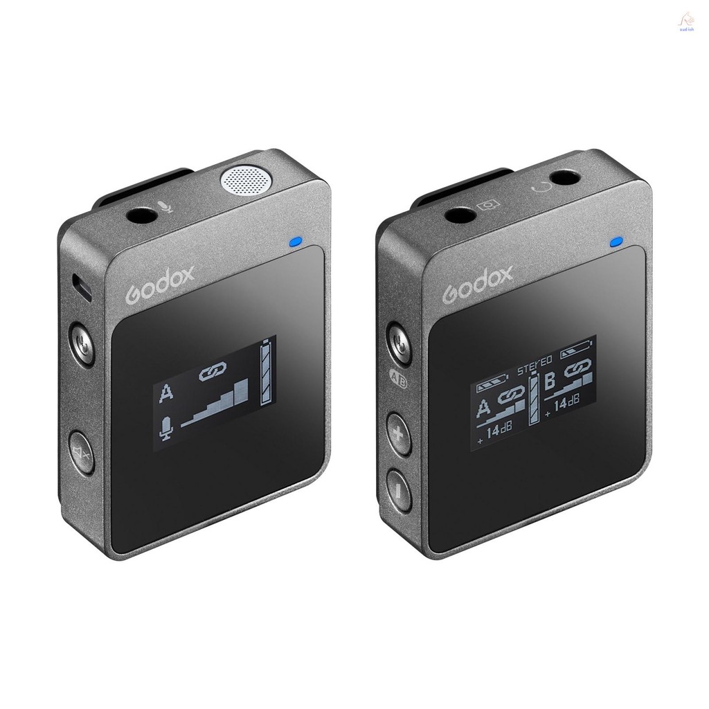 Godox MoveLink M1 2.4G ระบบไมโครโฟนไร้สาย (1 ตัวส่งสัญญาณ + ตัวรับสัญญาณ 1 ตัว) แบตเตอรี่ในตัวช่วงที