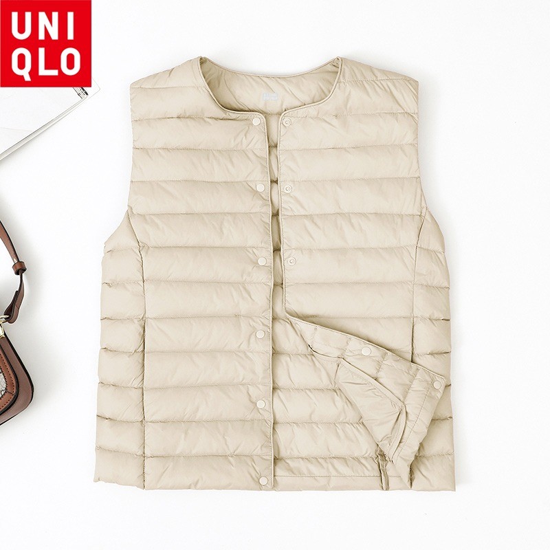 UNIQLO ยูนิโคล่ แฟชั่นอบอุ่นเสื้อกั๊กผู้หญิงสลิมสลิมสลิมแขนกุดเสื้อกั๊กไหล่เสื้อกั๊กสวมใส่ภายในที่อบอุ่น7สี