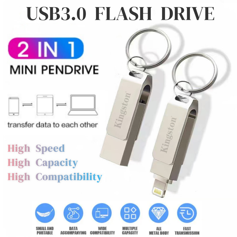 2 in 1 แฟลชไดรฟ์ Usb 2TB Otg Pendrive 1TB Usb Thumbdrive Otg สําหรับ iPhone Pendrive Storage