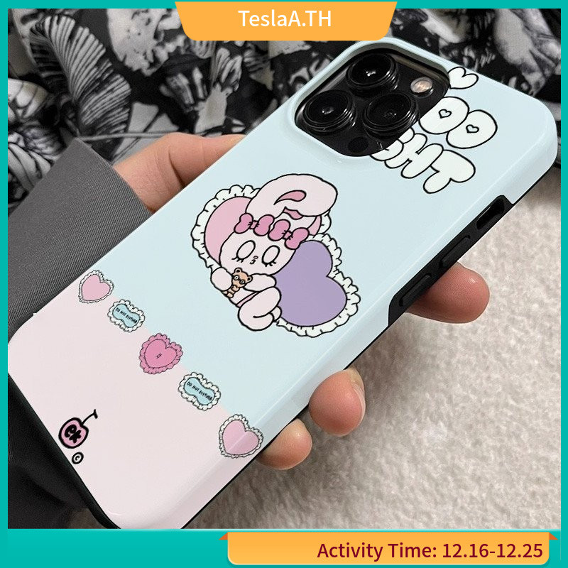 ใหม่ เคสโทรศัพท์มือถือ กันกระแทก ลายกระต่ายอีเธอร์ สีชมพู สําหรับ iPhone15 iPhone11 12 13 14 13pro 13promax 14promax BJAM