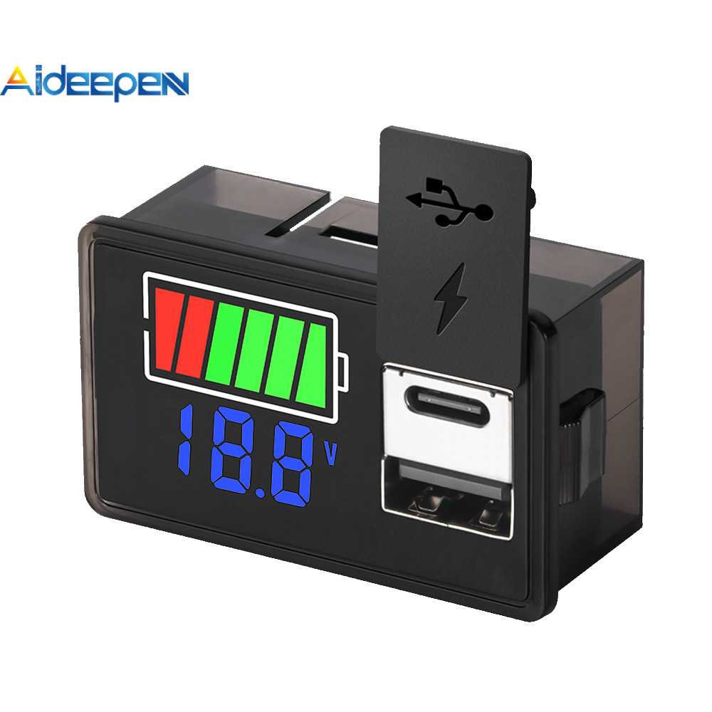Aideepen DC จอแสดงผลดิจิตอลตัวบ่งชี้แรงดันไฟฟ้าแบตเตอรี่ DC 8~30V