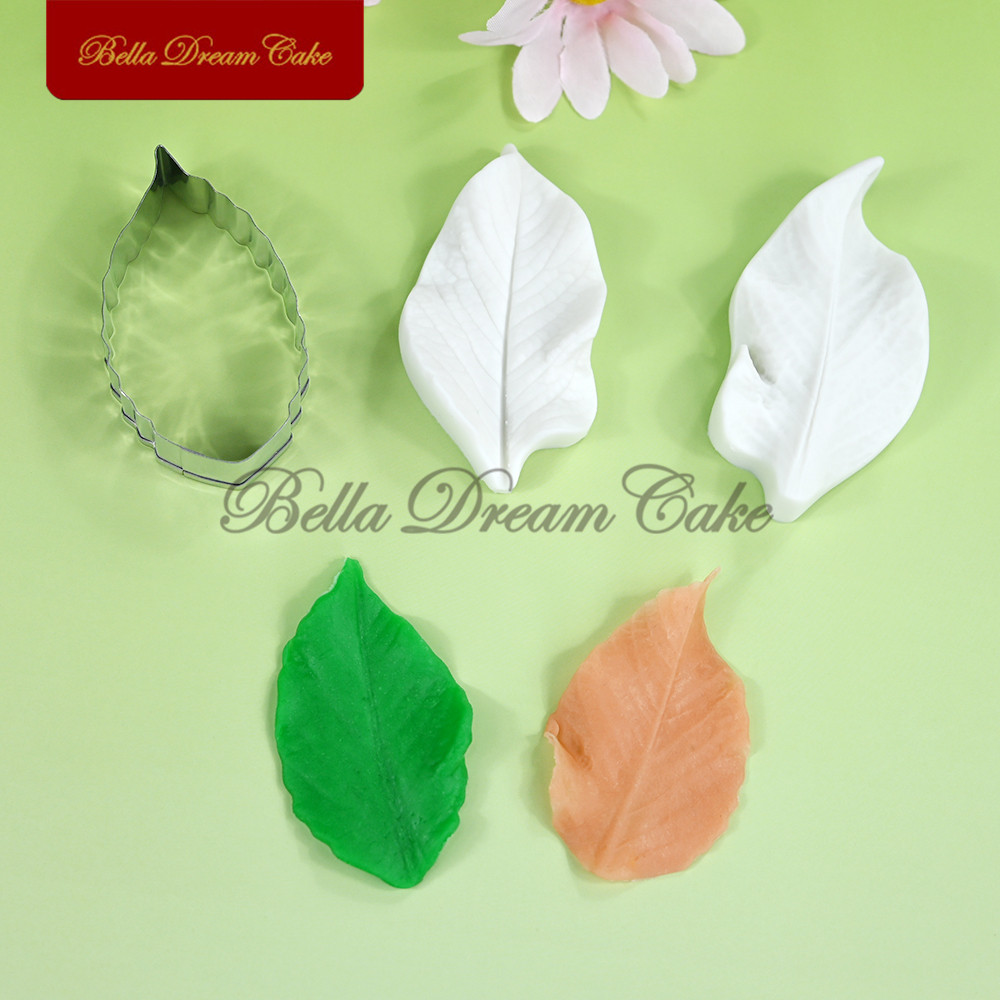 Universal Leaf Design Veiner แม่พิมพ์ซิลิโคนสแตนเลส Fondant เครื่องตัดแม่พิมพ์ DIY Sugarcraft Clay Mould เครื่องมือตกแต่งเค้ก
