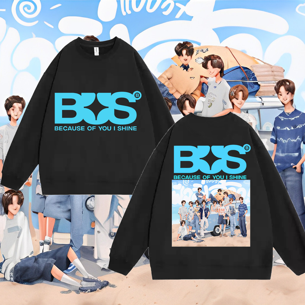 BUS Because of you, i shine เสื้อกันหนาวคอกลม UNISEX เสื้อสเวตเตอร์ผ้าฝ้าย BUS sweatshirt M-3XL