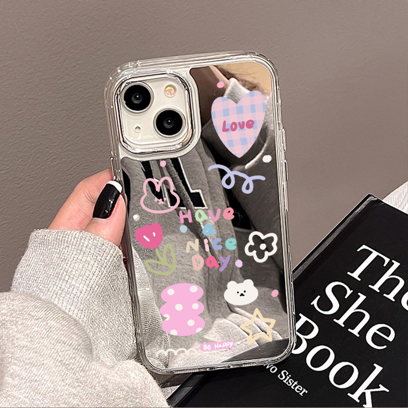 Ins เคส For iPhone 11 16 Pro MAX 15 12 14 13 Pro Max กระจกเคสโทรศัพท์สําหรับ เลนส์ป้องกันโทรศัพท์นุ่มปกหลัง Case