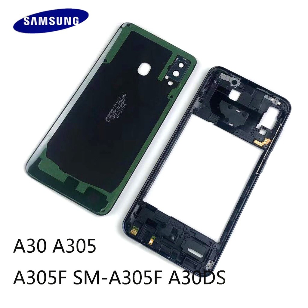 เปลี่ยนอะไหล่ซ่อม Samsung Galaxy A30 A305 A305F SM-A305F ที่อยู่อาศัย + เคสกรอบกลางและปุ่มด้านข้าง ฝ