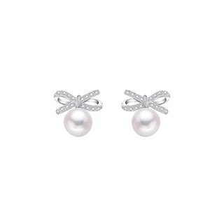ใหม่ S925 เงิน Bowknot ต่างหูมุกหู Studs เครื่องประดับเกาหลี