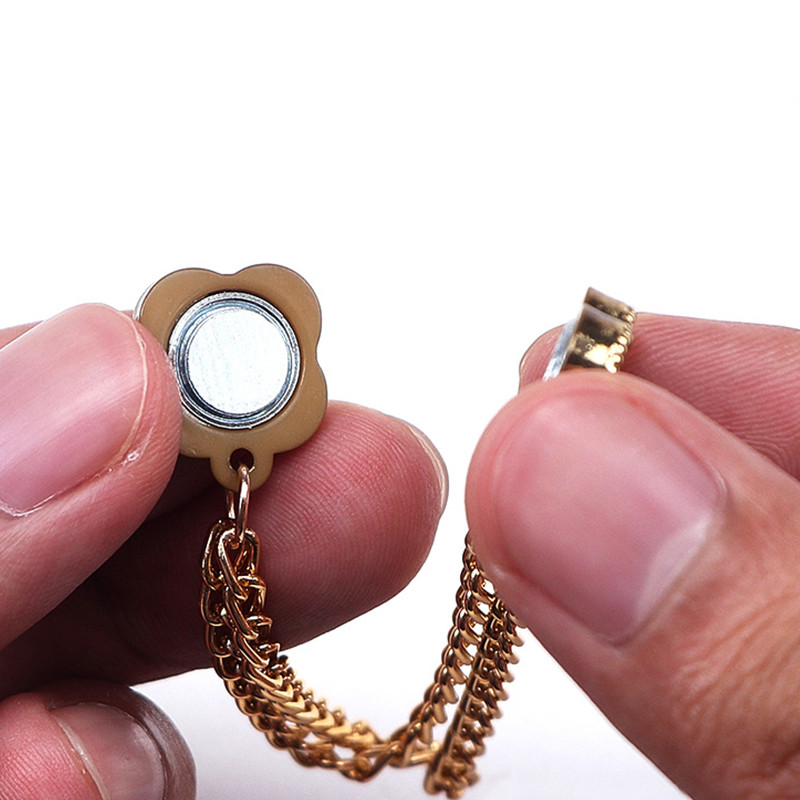 yunyuUAN เกาหลีรุ่นโคลเวอร์สี่ใบแม่เหล็กหัวเข็มขัดโซ่กางเกงขาปุ่มปรับเสื้อปกตกแต่งเข็มกลัดโซ่โดยไม่ต้องเย็บหัวเข็มขัดแม่เหล - รูปที่ 5