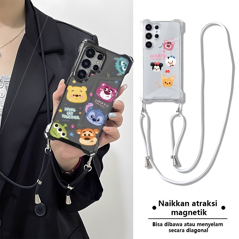 อินเทรนด์นุ่มโปร่งใส Anti-Drop กรณีที่ถอดออกได้ Lanyard สําหรับ samsung A16 A26 A36 A56 S23 Ultra/S2