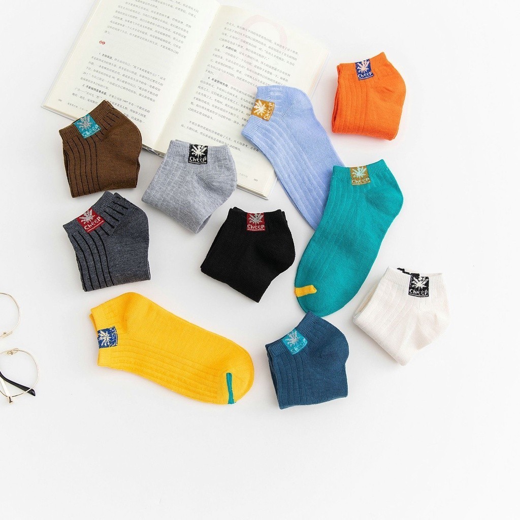 นําเข้าแฟชั่นเกาหลีผู้หญิงถุงเท้าผู้ชายถุงเท้าข้อเท้าสั้น ไม่จํากัดเพศ 578