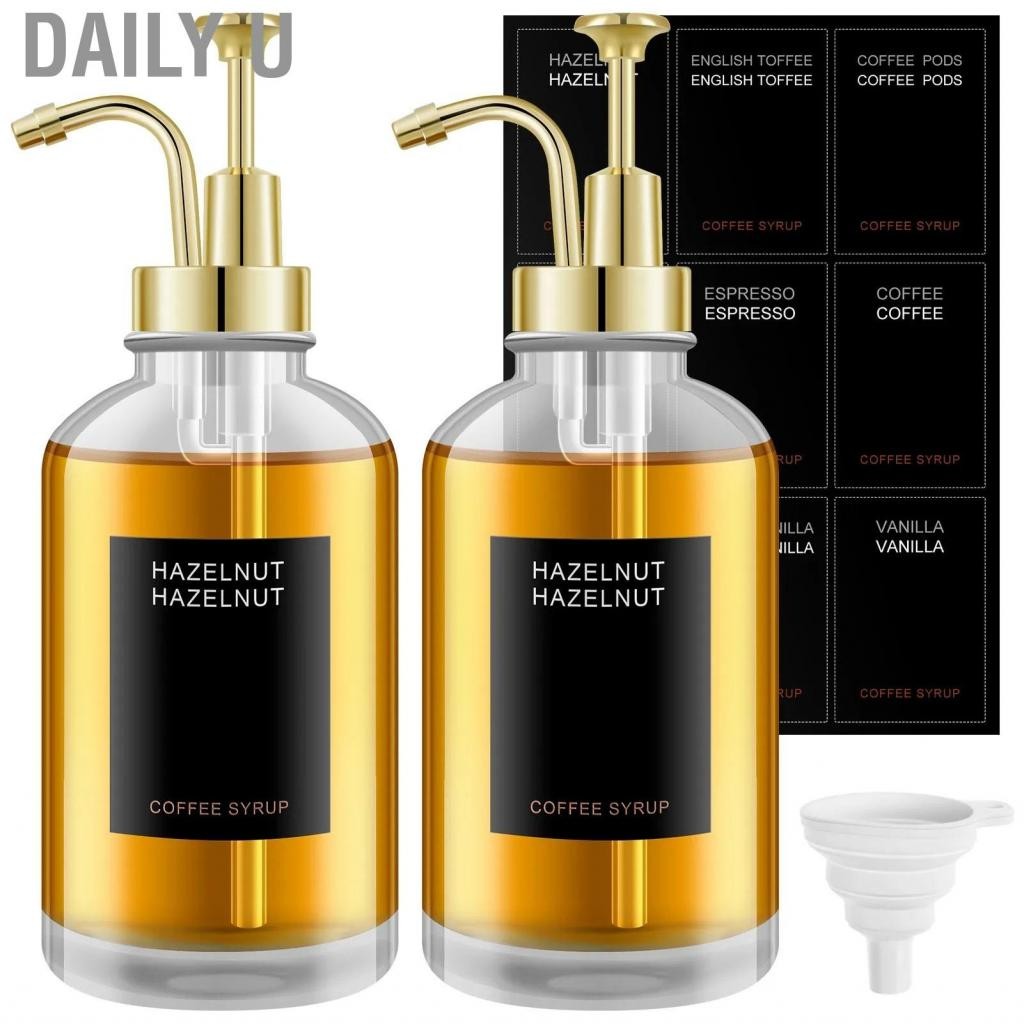 Daily U เครื่องจ่ายน้ำดื่มเครื่องสูบกาแฟขวดน้ำมันมัลติฟังก์ชั่นพร้อมสติกเกอร์ฉลาก 9 ตัวสำหรับห้องครั
