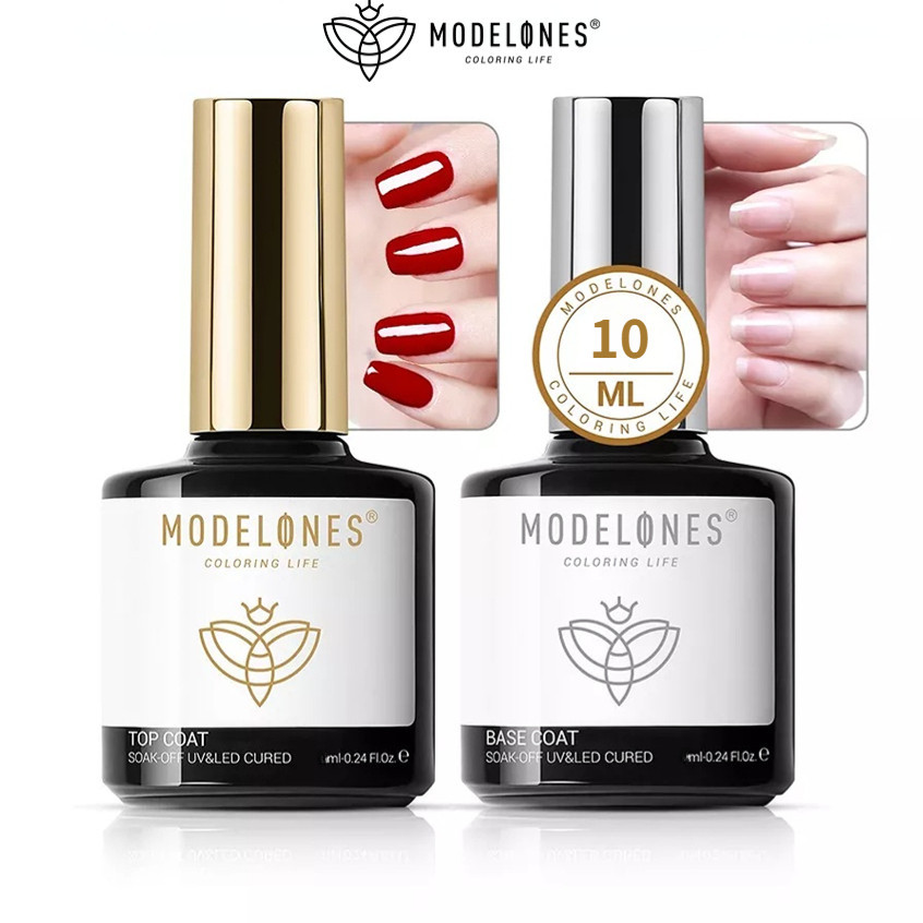 Modelones เบสเจลทาเล็บ ท็อปเจล เคลือบเล็บเจล เบสโค้ท ท็อปโคทเล็บ base coat top coat สีเล็บเจล 15 ml
