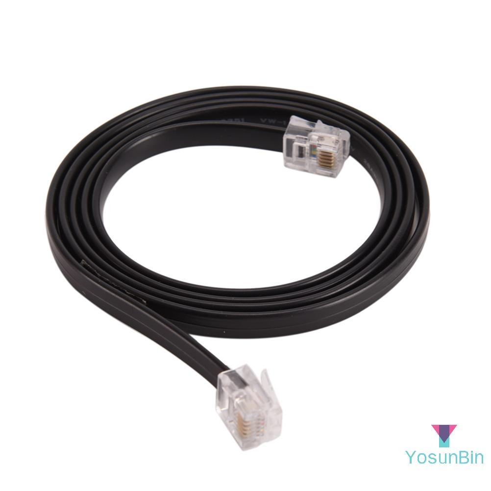 YosunBin] ใหม่ 1 เมตรหกพิน RJ12 แบนโทรศัพท์สาย 6P6C สีเขียวทองแดง 6-PIN โทรศัพท์สายใหม่