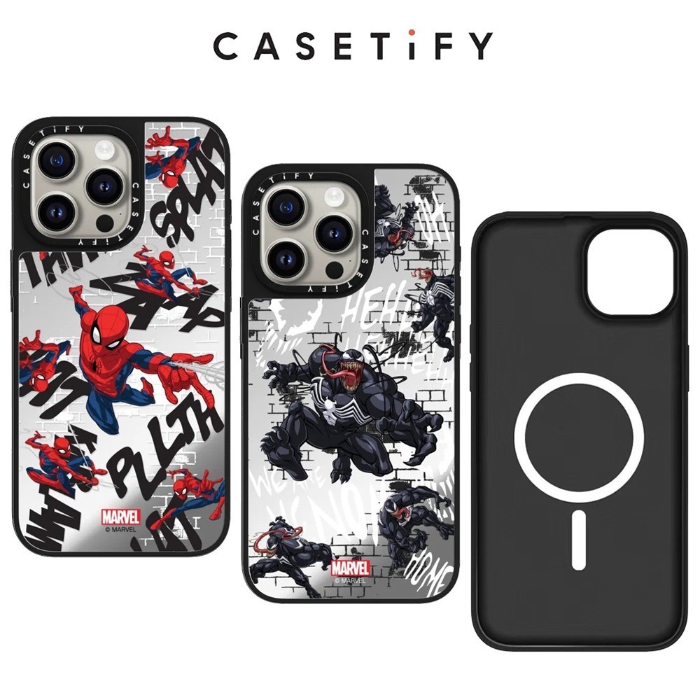 Venom Vs Spider Man เคสโทรศัพท์กระจกแม่เหล็กสําหรับ IPhone 16 Pro Max 15 14 13 12 ปลอกกันกระแทก