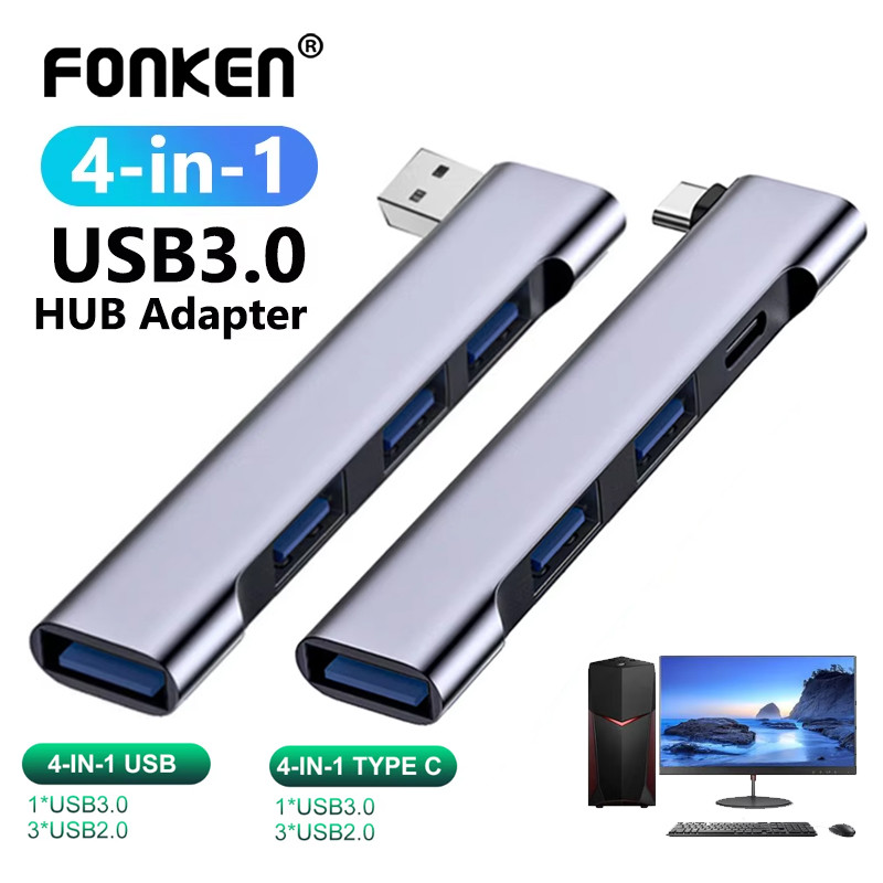 Fonken 4 IN 1 USB3.0/Type-C HUB Docking Station ความเร็วสูง Splitter OTG อะแดปเตอร์สําหรับแล็ปท็อป PC คอมพิวเตอร์