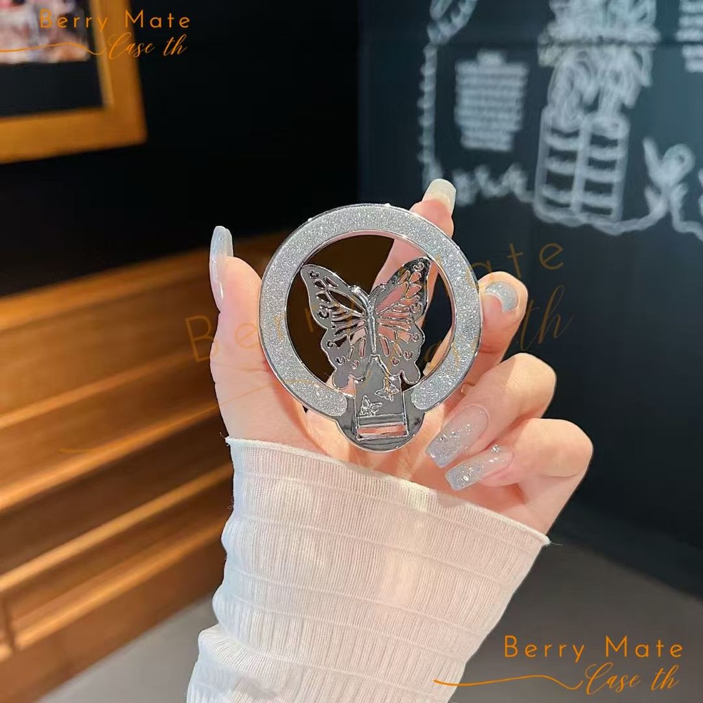 การชาร์จ แม่เหล็กติดโทรศัพท์ ขาตั้งเคสมือถือ แหวนแม่เหล็วงเพชรผีเสื้อ ใช้พร้อมกับโทรศัพท์หลายรุ่นได้ สะดวกการวางโทรศัพท์ - รูปที่ 6