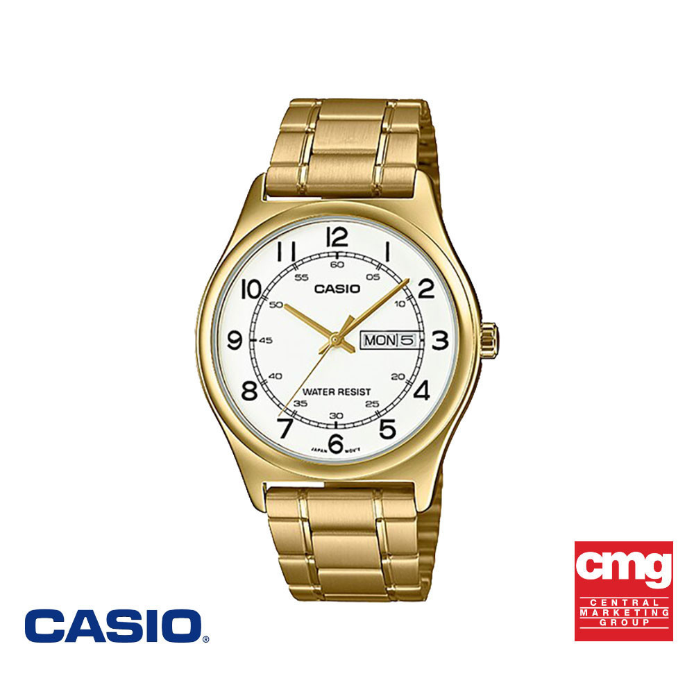 CASIO นาฬิกาข้อมือ CASIO รุ่น MTP-V006G-7BUDF วัสดุสเตนเลสสตีล สีทอง
