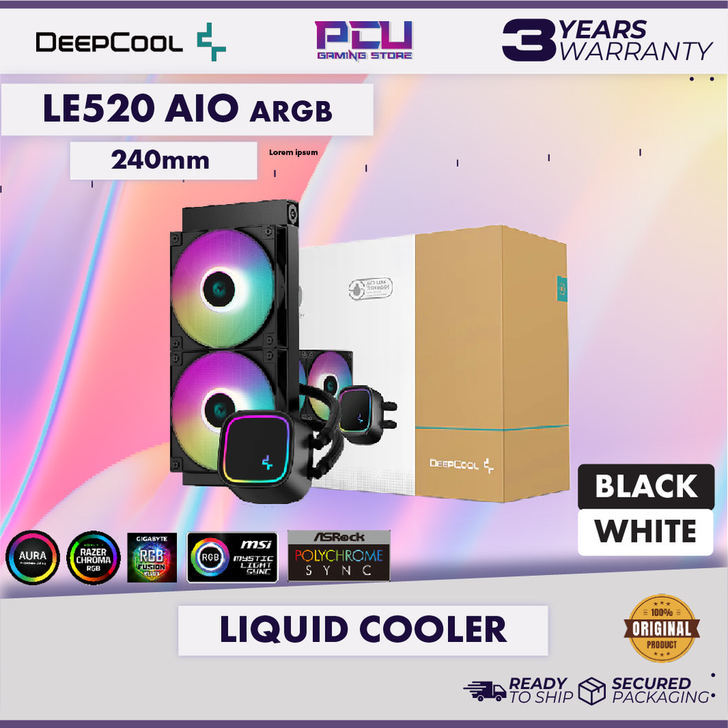 DEEPCOOL LE520 240MM AIO CPU COOLER - สีดํา/ขาว