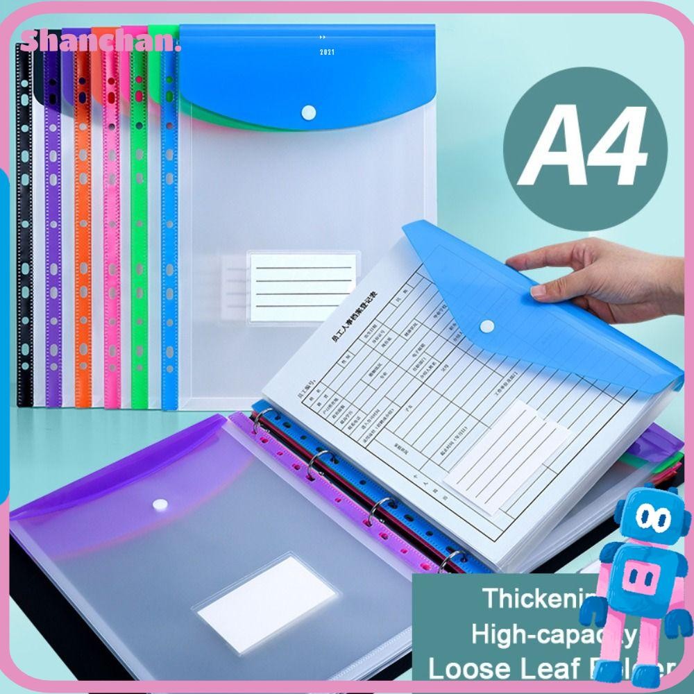 SHANCHAN โฟลเดอร์ Binder 6 ชิ้น, กระเป๋า A4 Binder, ซองจดหมายพลาสติก 11 หลุมป้าย Loose-Leaf Home