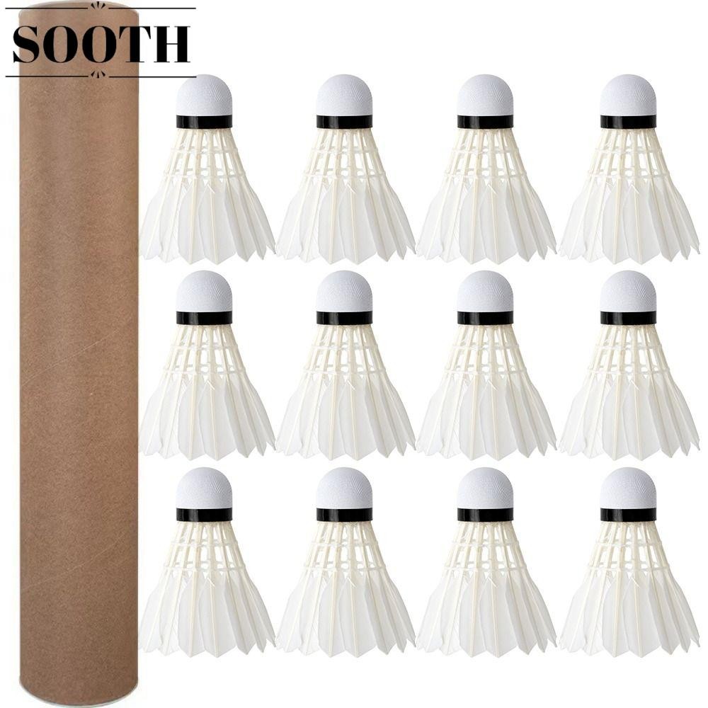 SOOTH 3/6/12 ชิ้นลูกแบดมินตัน, ลูกขนไก่แบดมินตันสีขาวที่มีเสถียรภาพ, การฝึกกีฬามืออาชีพเทรนเนอร์แบดมินตันในครัวเรือน