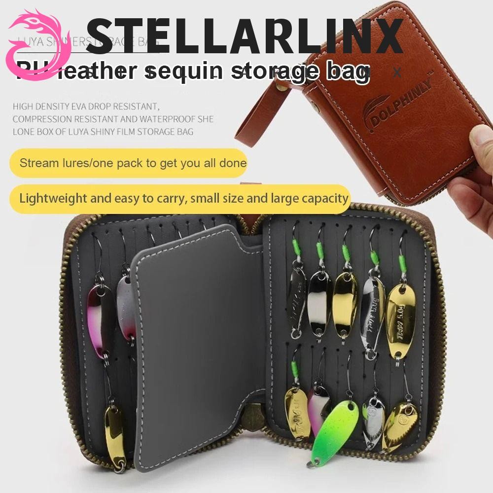 STELLARLINX Lure กระเป๋าสตางค์ Hard เหยื่อ Jig Spinner, PU หนังซิป ความจุใหญ่ พกพา Fly Fishing