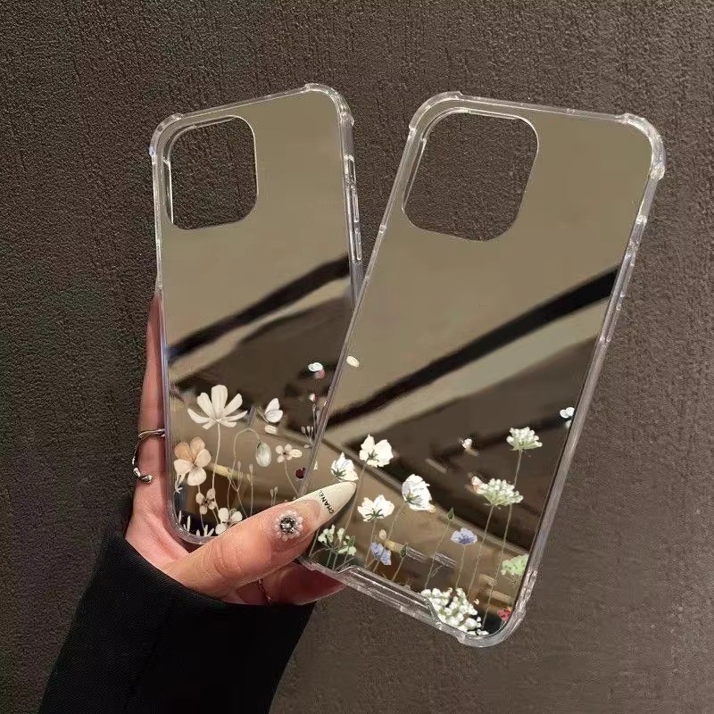 กระจกแต่งหน้านุ่มโปร่งใสกรณี Anti-Fall เคสโทรศัพท์สําหรับ iPhone 16 Promax 15 Promax 12 13 Mini 14plus 11 Pro Max X XS XR XS Max 7 8 plus Se2020