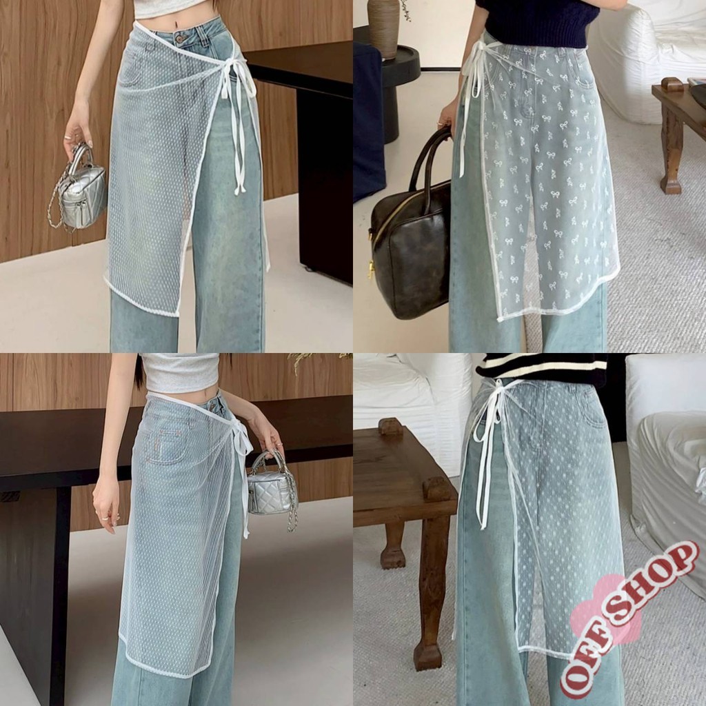 OFF SHOP 🥻ใหม่ 2025 ผ้าลูกเอว ลวดลายเล็ก จับคู่กับยีนส์ก็ทำให้ดูเพรียวขึ้น เสริมในการแต่งตัว ' JT#3