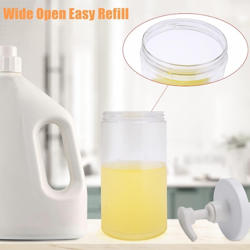 500/1000มล ขวดปั๊มพลาสติกเปล่า / ขวดจ่ายโลชั่นแชมพูสําหรับเดินทาง / ภาชนะรีฟิลทนทาน - รูปที่ 3