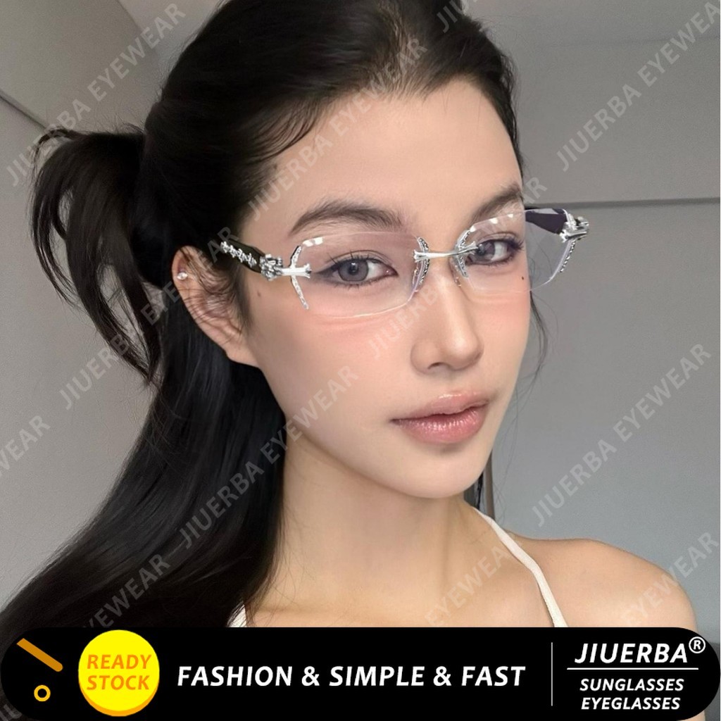 (JIUERBA) Classic Y2K Frameless Glasses ผู้หญิง