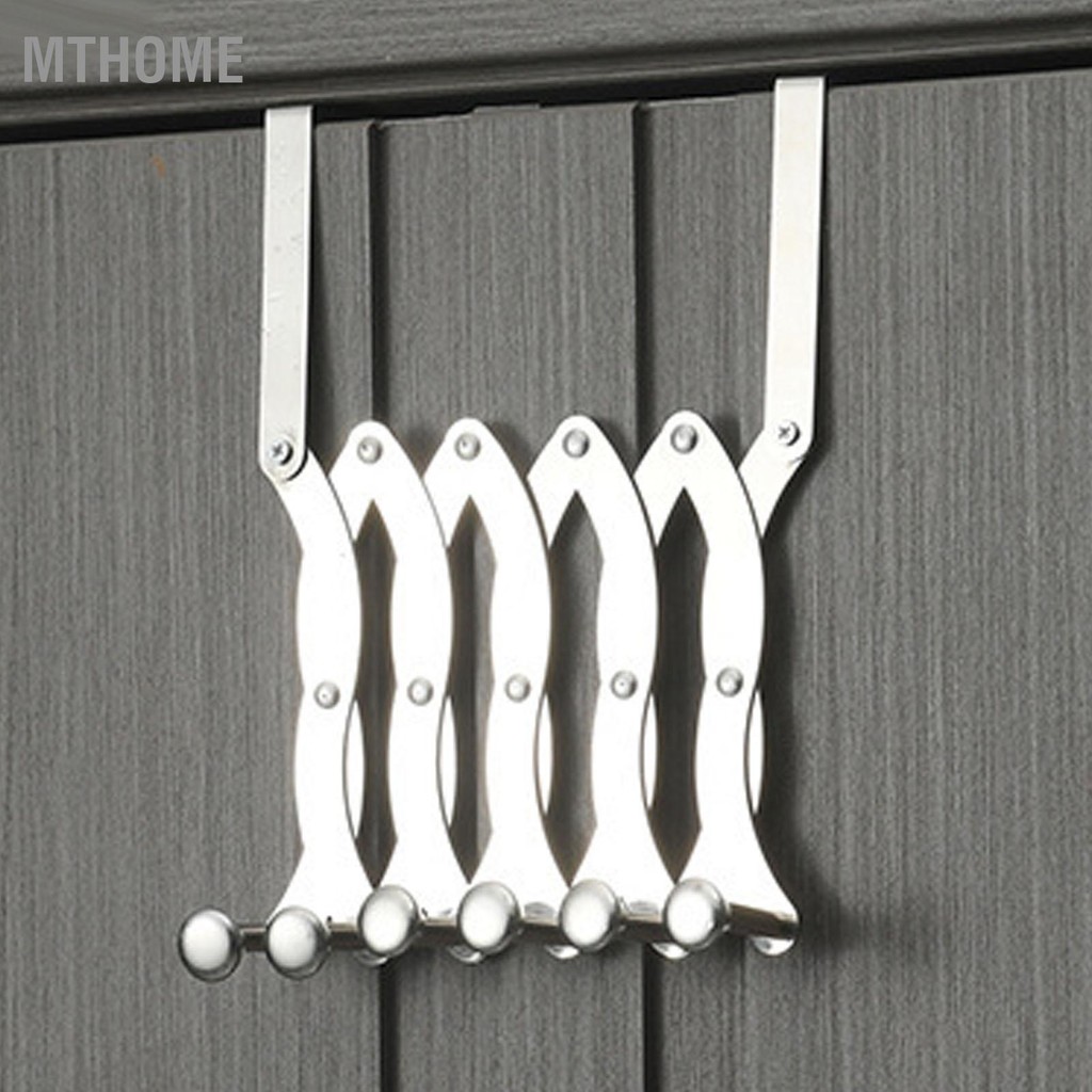 MTHome กว่าตะขอประตูสแตนเลสเหนือประตูที่แขวนสำหรับเสื้อหมวกผ้าขนหนูแขวนห้องน้ำออแกไนเซอร์ชั้นวางผ้าขนหนูยืดไสลด์
