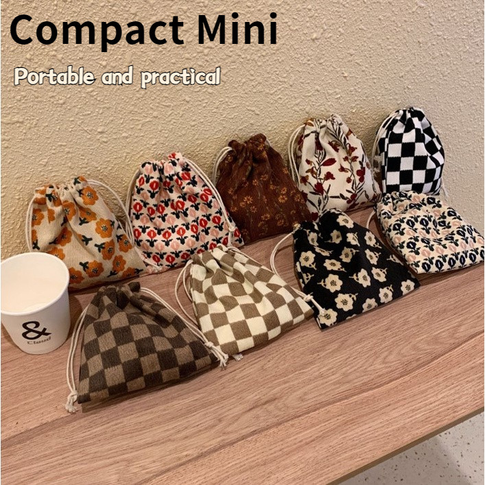 Drawstringtravel Organizer pouch/ ผ้าลินินพิมพ์/สำหรับเครื่องสำอาง、เครื่องประดับ、ถุงเก็บ、ถุงของขวัญ-ถุง drawstring