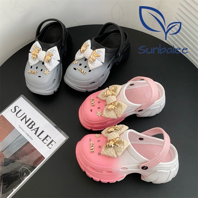 รองเท้าหัวโต แถมตัวติด เสริมส้น 7 เซน รองเท้าผู้หญิงรัดส้น EVA สีทูโทน SHO-H509-2T LINK2