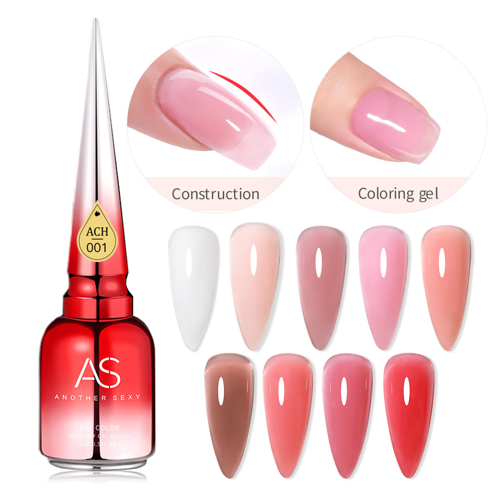 ACH สีเจลสุขภาพดี Nude ยาทาเล็บเจล Rubber Base ตกแต่งเล็บ สีเจลทาเล็บ ASฝาแหลม -wenailsth