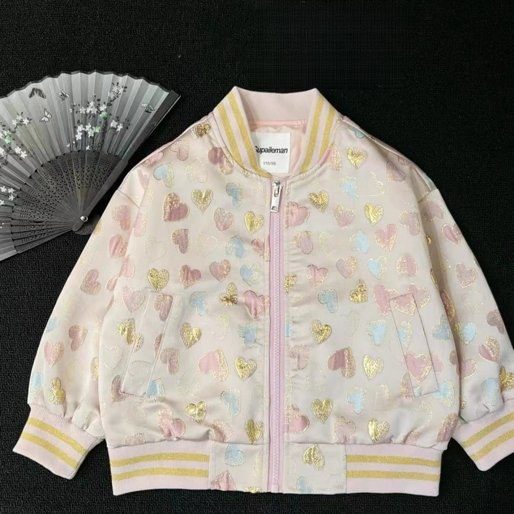 เสื้อโค้ทเด็กผู้หญิงรุ่นฤดูใบไม้ผลิและฤดูใบไม้ร่วงเสื้อผ้าเด็กฤดูใบไม้ร่วงชุดเบสบอล2024เด็กผู้หญิงชุดเกาหลีสำหรับเด็กใหญ่