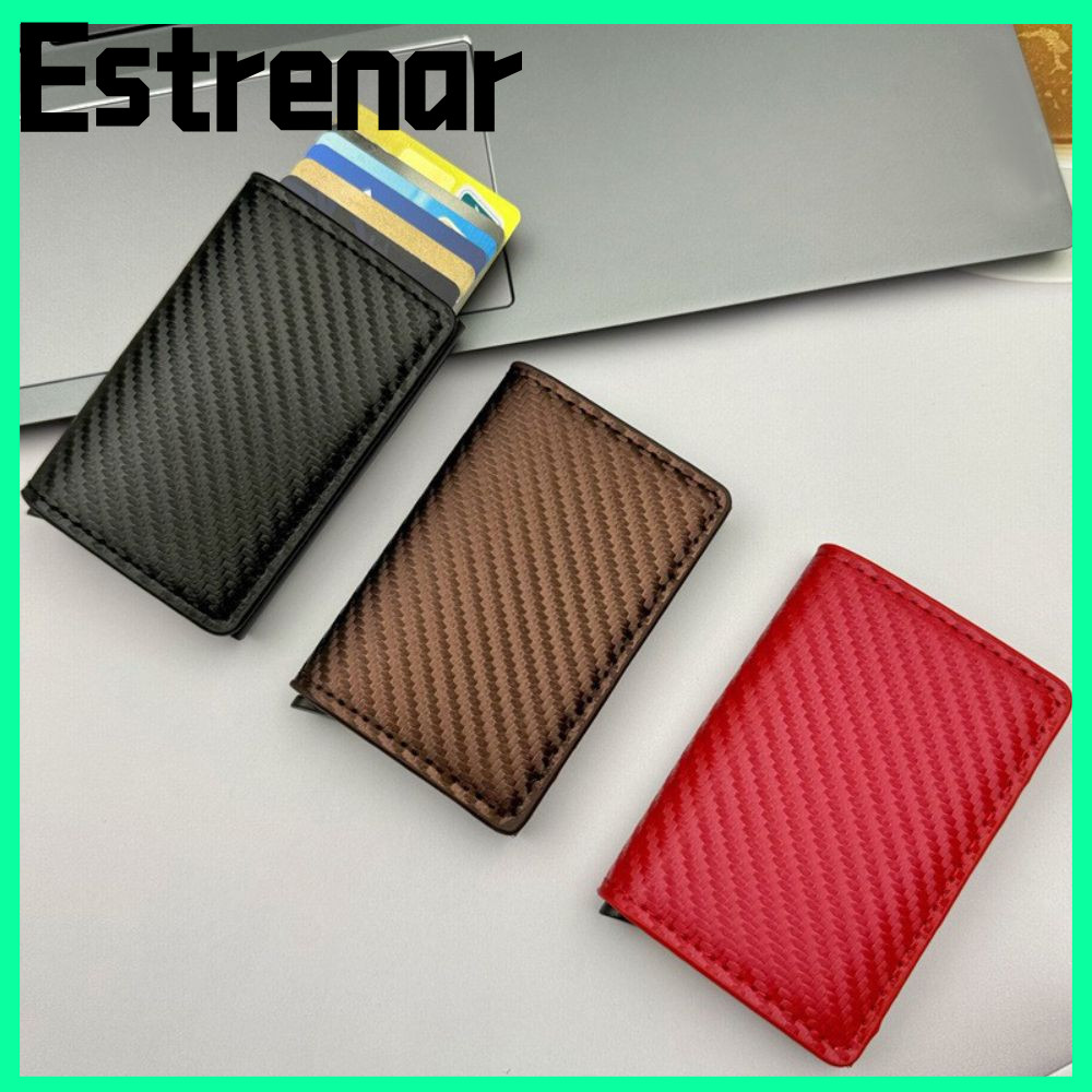 Estrenar กระเป๋าใส่บัตรเครดิต หนัง PU Anti Thief RFID กระเป๋าบัตรเครดิต, กระเป๋าสตางค์ Minimalist Slim