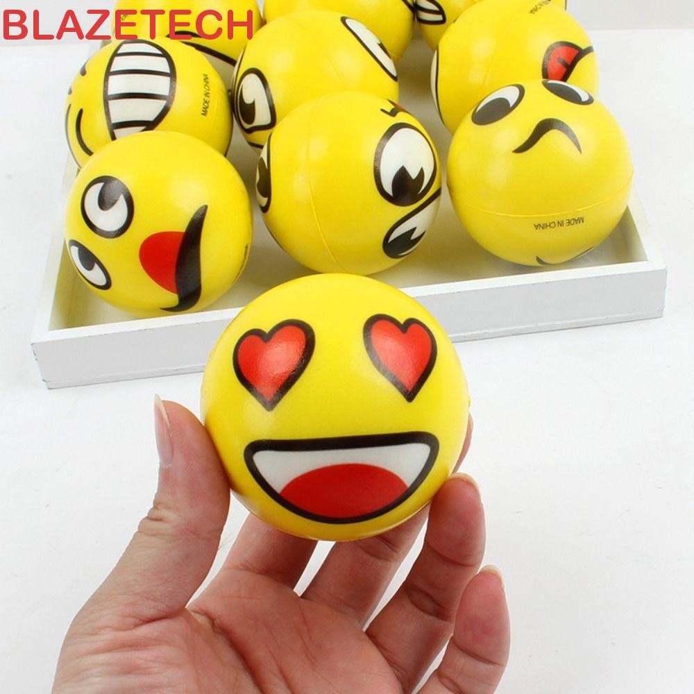 Blazetech ลูกบอลบีบหน้ายิ้ม, ฟองน้ําแสดงออก Smile Face Foam Ball, เครื่องนวดเท้า PU Elastic Yellow H