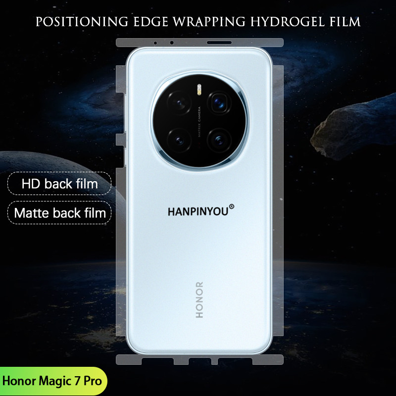 คลุมทั้งหมดป้องกันหน้าจอด้านหลังสําหรับ Honor Magic 7 6 Pro Clear/Matte ตําแหน่งห่อขอบ TPU พรีเมี่ยมป้องกันการระเบิด Ultra Thin Scratch Repair กลับฟิล์ม Hydrogel
