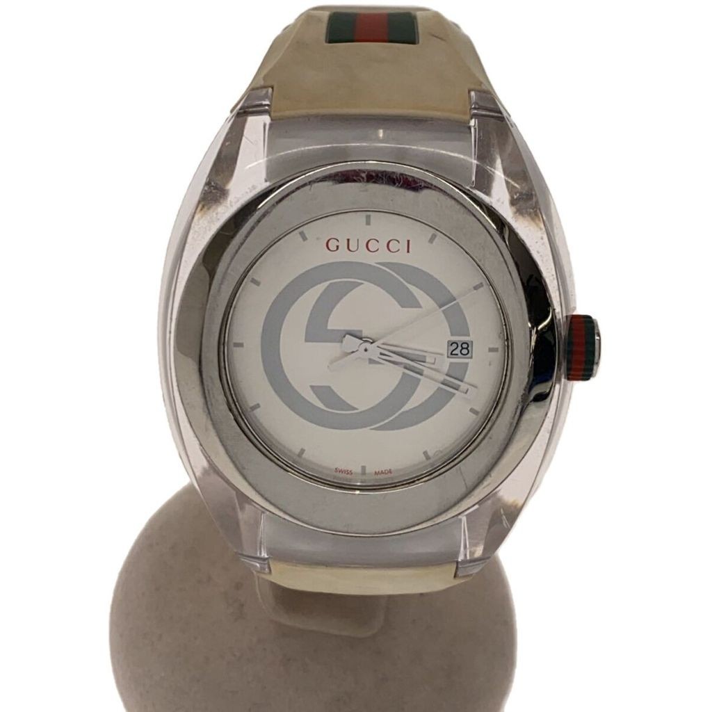 GUCCI Men's Watch Sync Analog Glover WHT 137.1 with Scratches and Stains Direct from Japan Secondhan