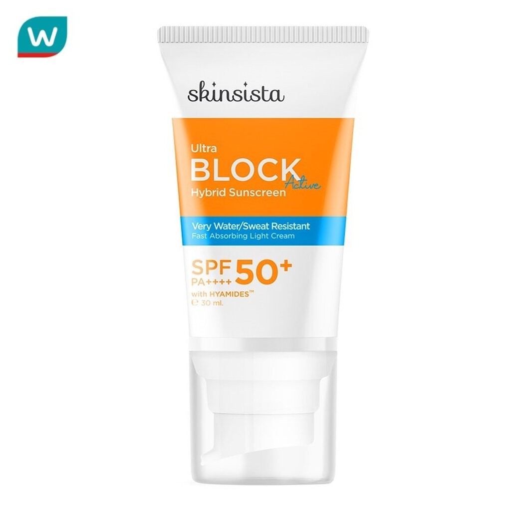 Skinsista สกินซิสต้า อัลตร้า บล็อก แอคทีฟ ไฮบริด ซันสกรีน เอสพีเอฟ 50+ พีเอ++++ 30 มล.