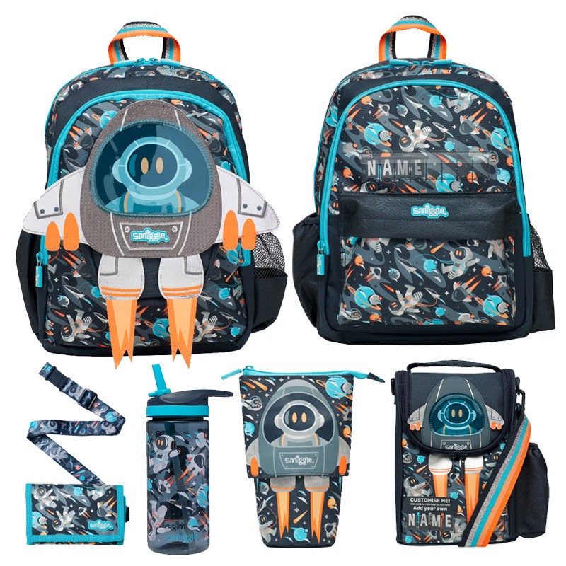 ออสเตรเลีย smiggle จรวดรูปร่างกระเป๋านักเรียนกลางแจ้งชื่อลำลองบัตรกระเป๋าเป้สะพายหลังผูกกระเป๋าปากกา