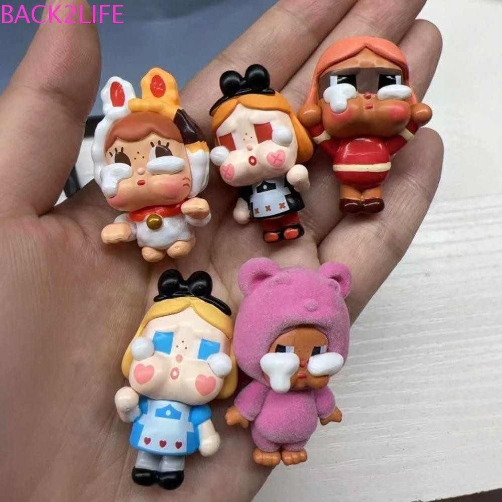 Back2life Popmart Crybaby รูป ตกแต่งประกาย The Powerpuff Girls Model, Desktop Ornament Candy Color Handmade น่ารักการ์ตูน Action Figure DIY พวงกุญแจ