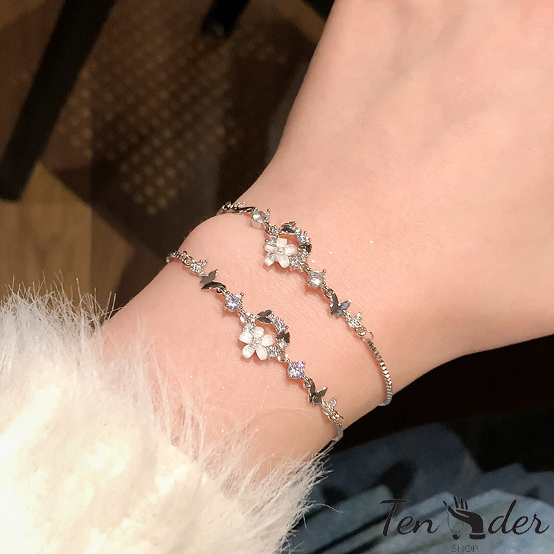 COD-ส่งเร็วจากไทย🎀สร้อยข้อมือแฟชั่น ดอกไม้ ดวงจันทร์ ประดับเพชรเทียม ละเอียดอ่อน สไตล์หรูหราแสง สำหรับผู้หญิง ปรับขนาดได