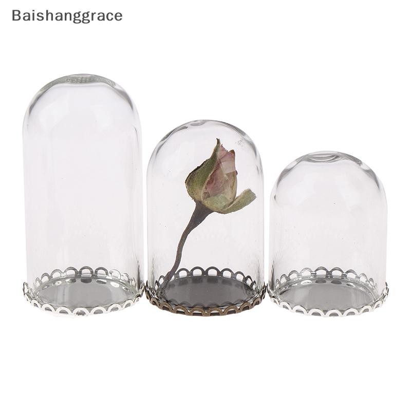 Baishangrace 25 มม.ตุ๊กตาแก้วแสดง Bell Jar พร้อมฐานแก้ว Vials จี้ขวดแก้ว HHT